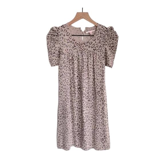 Rebecca Taylor Silk Cashmere Leopard Babydoll Knit Dress Size M - Picture 1 of 7
